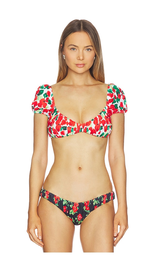 CAROLINE CONSTAS Zoe Bikini Top in Red. - M also in L, S