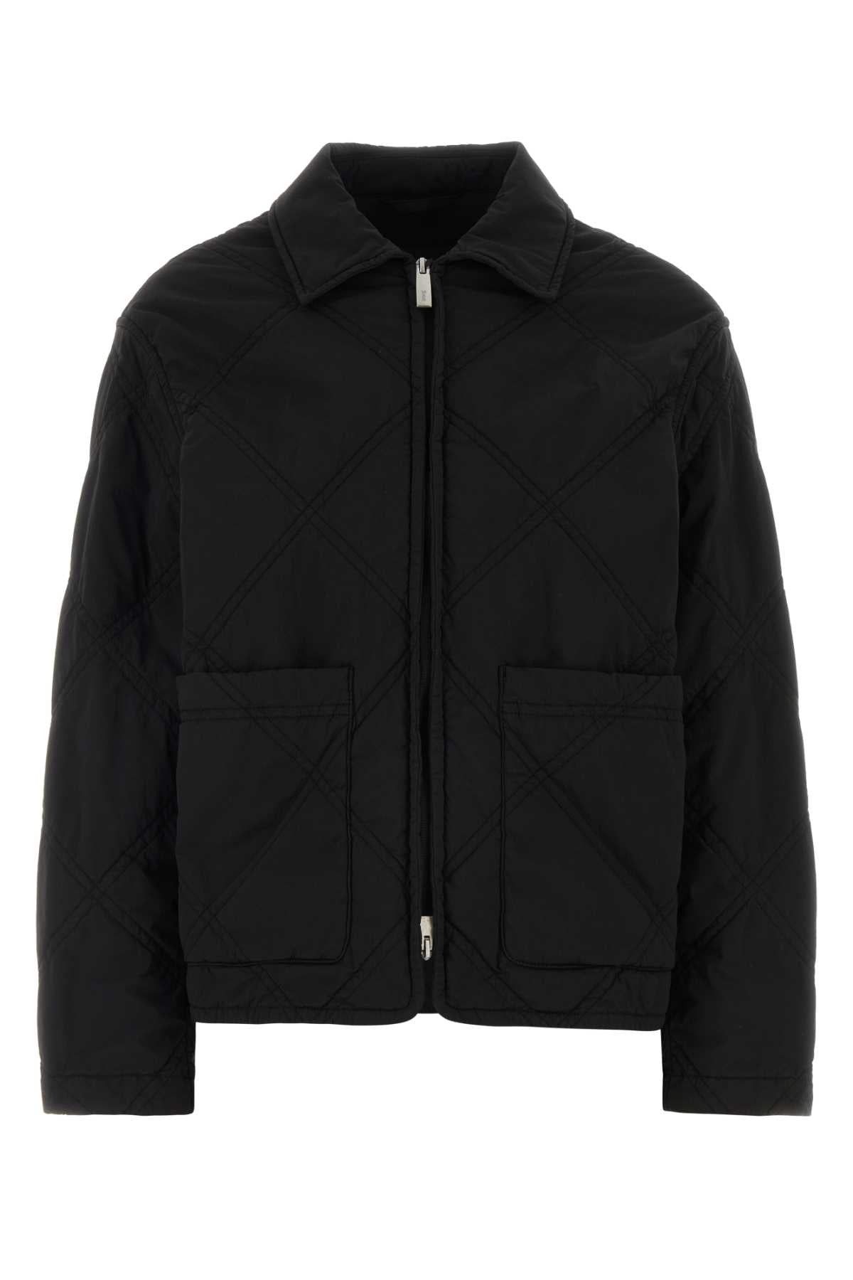 Quilted Nylon Down Jacket — Black