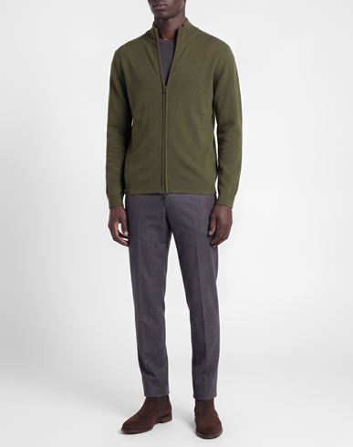 Man Cardigan Military green Size L Wool, Cashmere