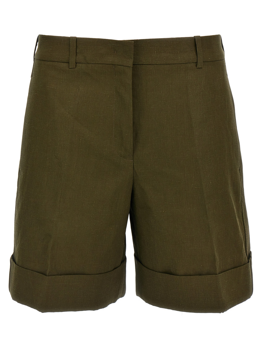 Green Linen Shorts