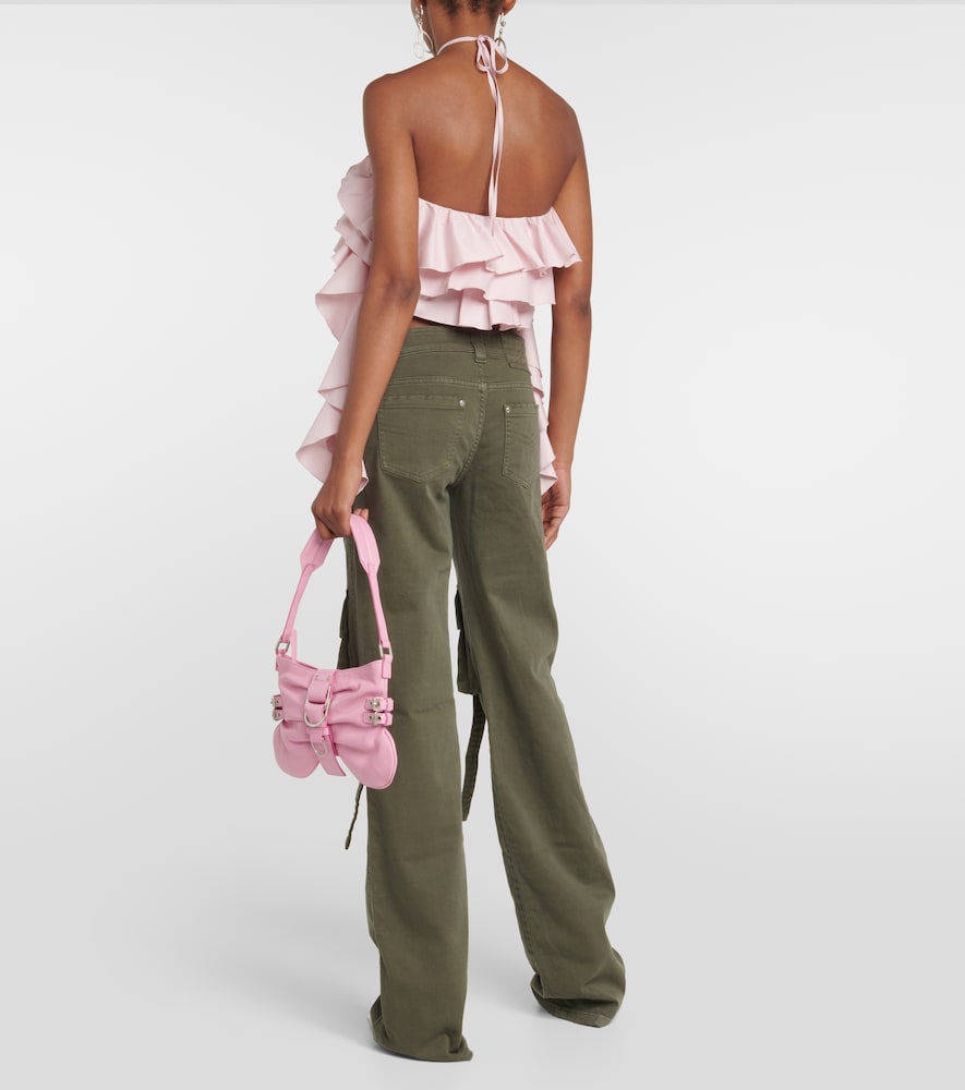 Low-rise denim cargo pants