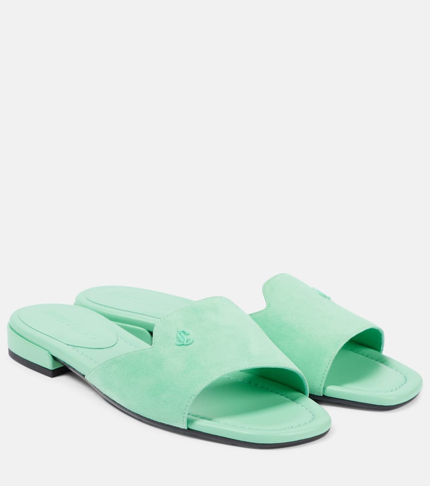 Logo suede slides