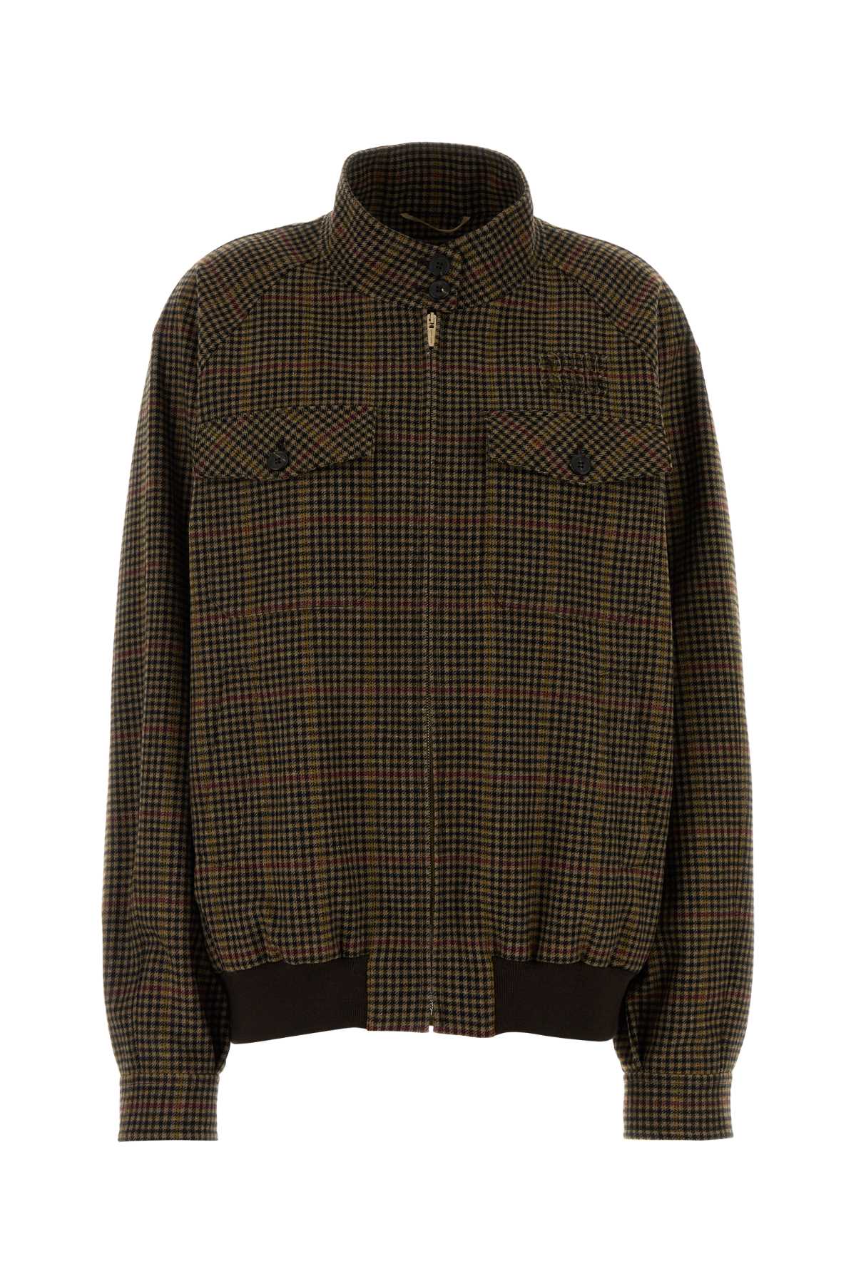 Houndstooth Wool Jacket — Brown