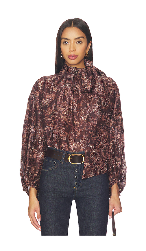 L'AGENCE Rhett Oversized Blouse in Chocolate. M. Also in XXS, XS