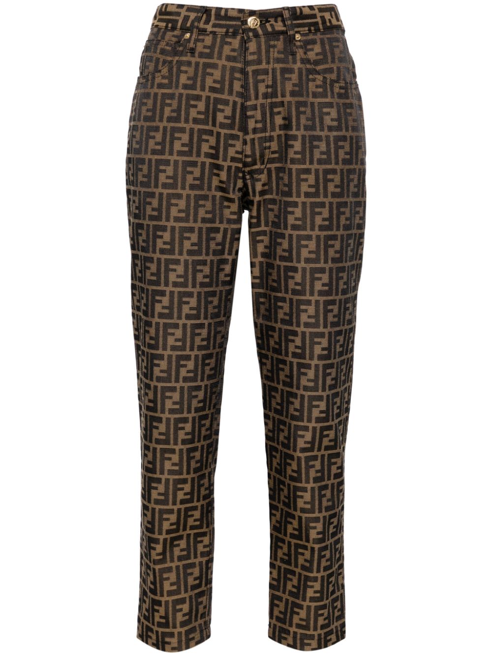 Zucca-print cropped jeans - Brown
