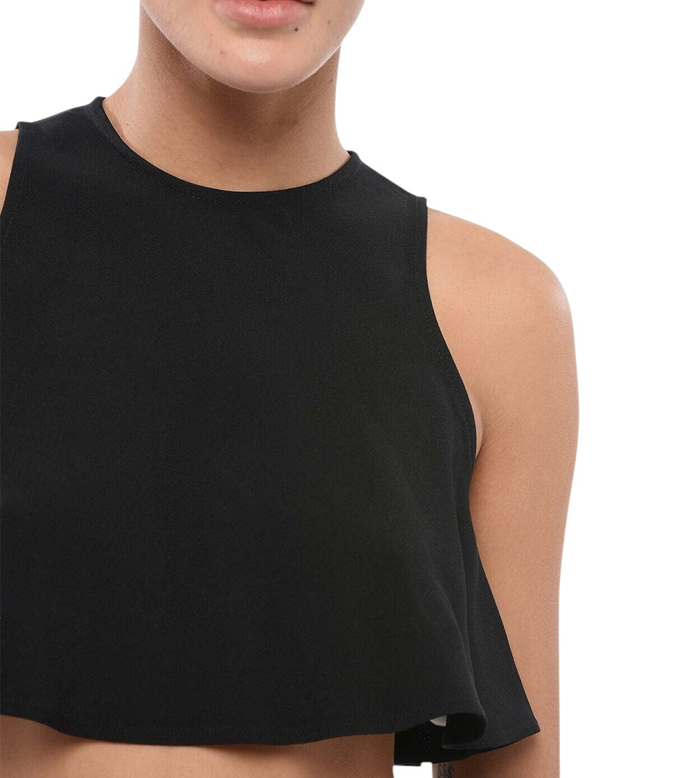 Ami Paris - acetate blend crew-neck flared top