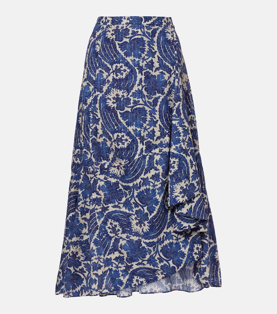 Sabina printed cotton-blend maxi skirt