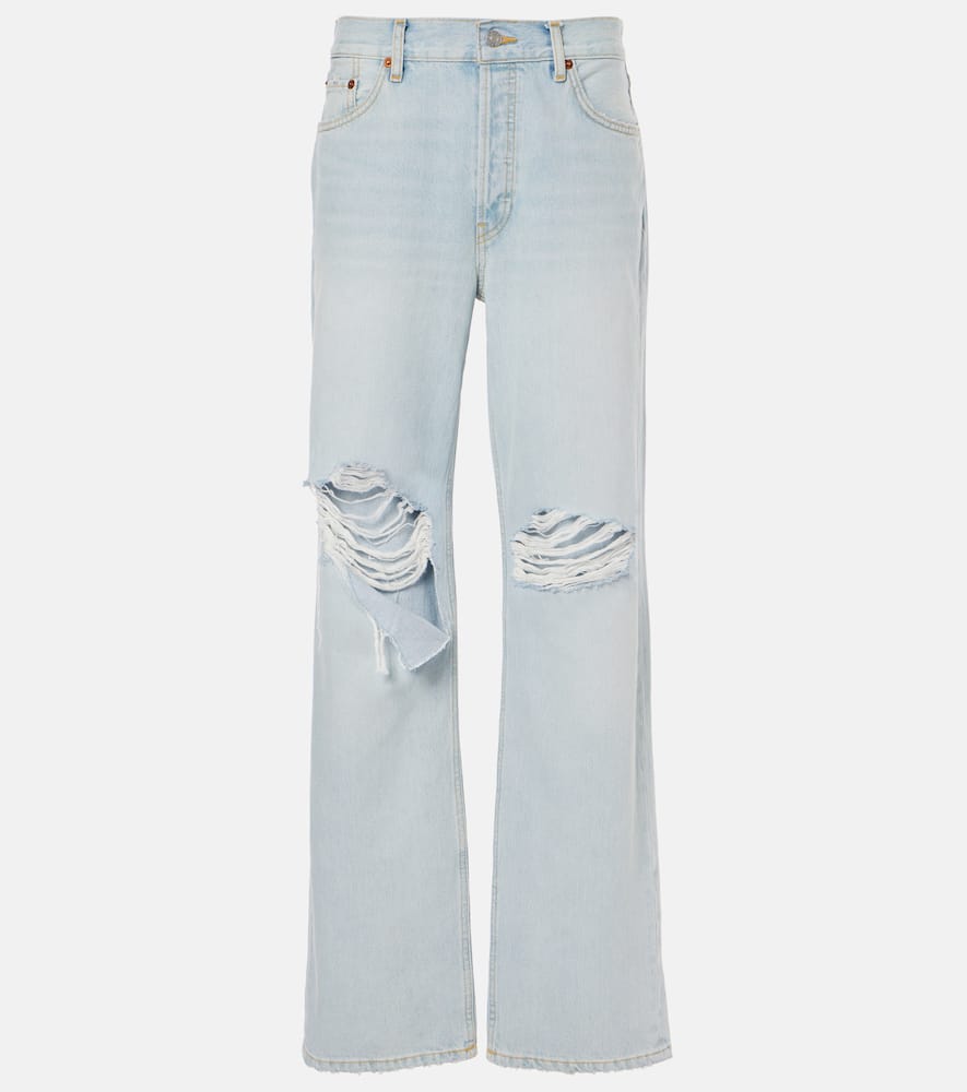 Loose Long distressed straight jeans