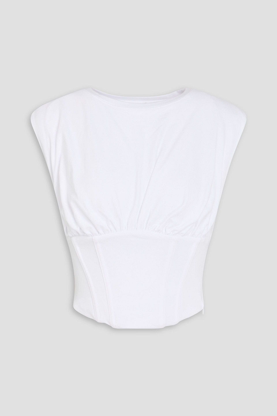 Gathered jersey top - White - M