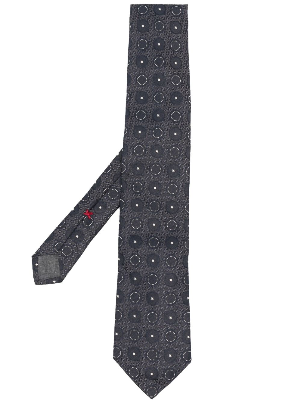 Motif-embroidered silk tie - Blue