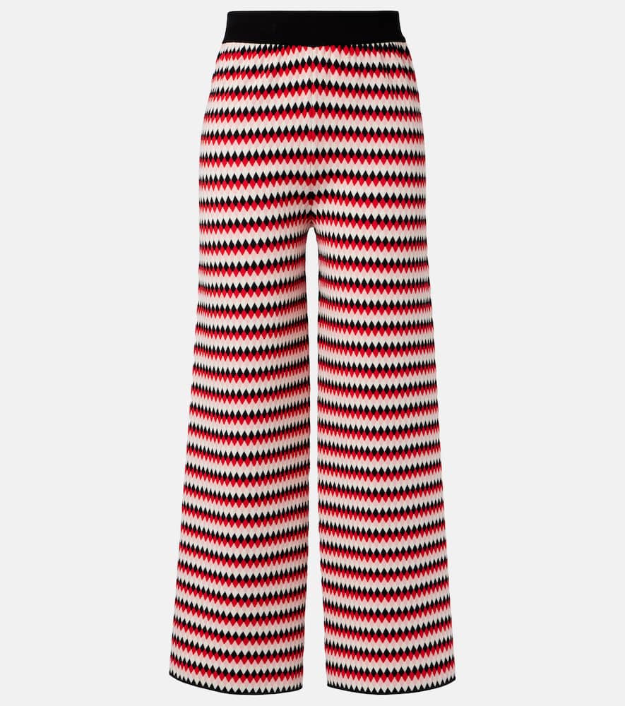 Checkers knitted wide-leg pants