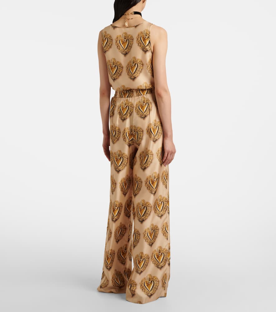 Printed high-rise silk palazzo pants