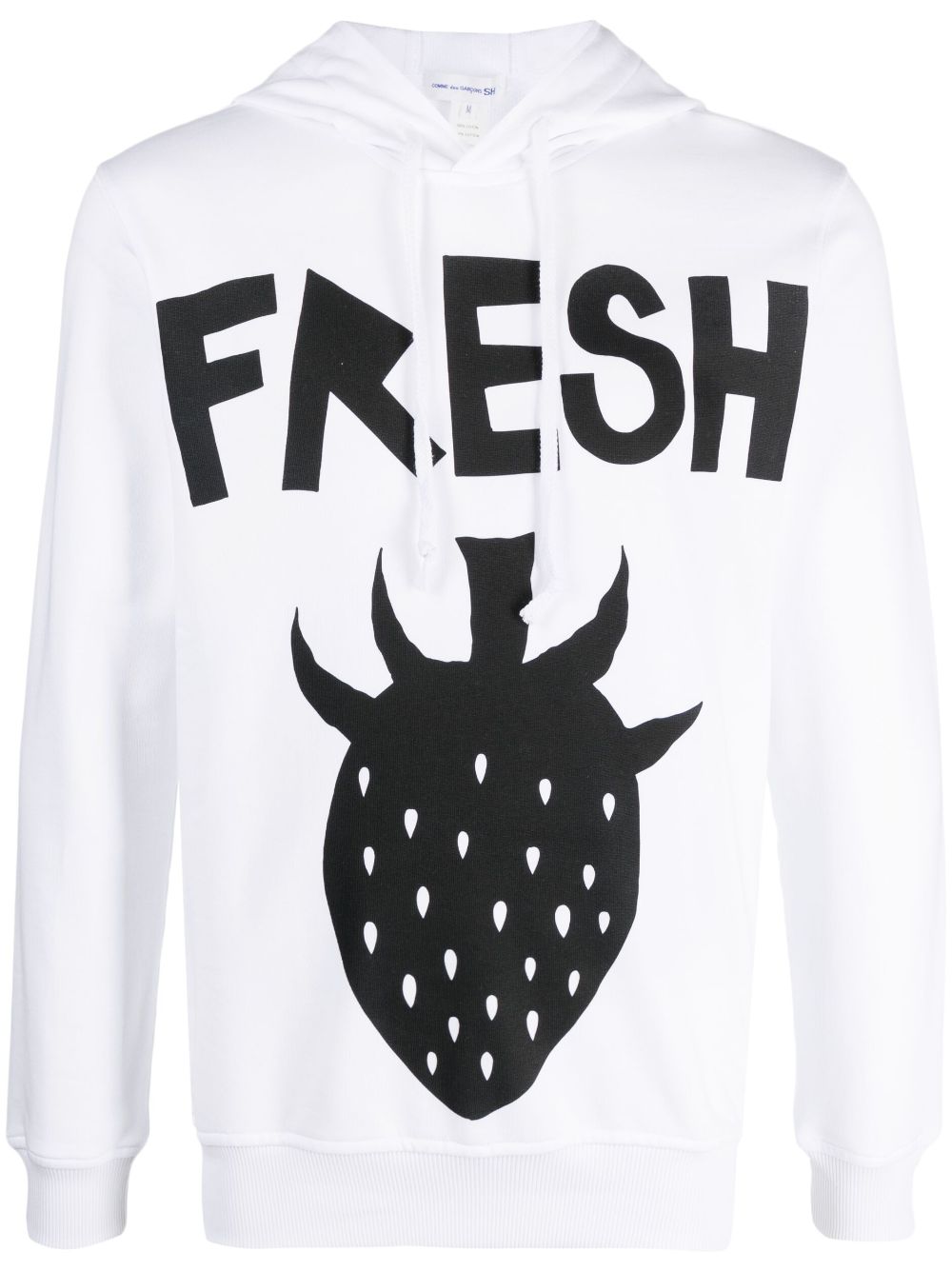 Graphic-print drawstring hoodie - White