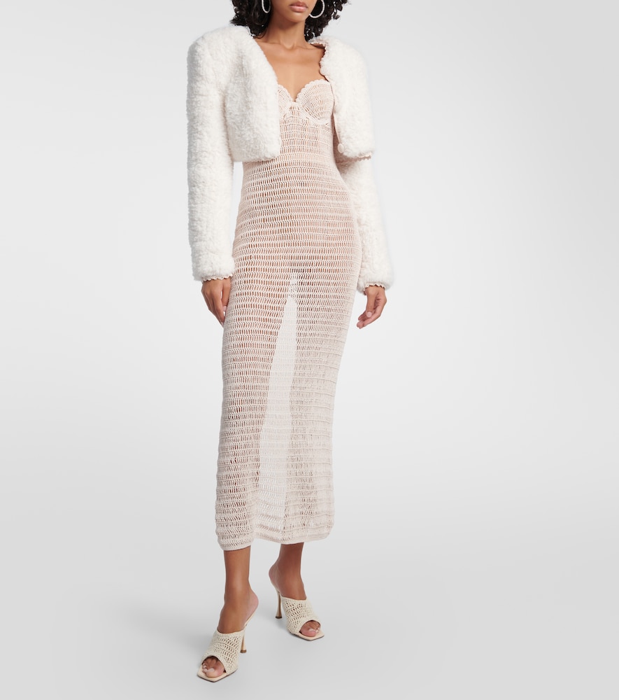 Crochet cotton and linen blend midi dress