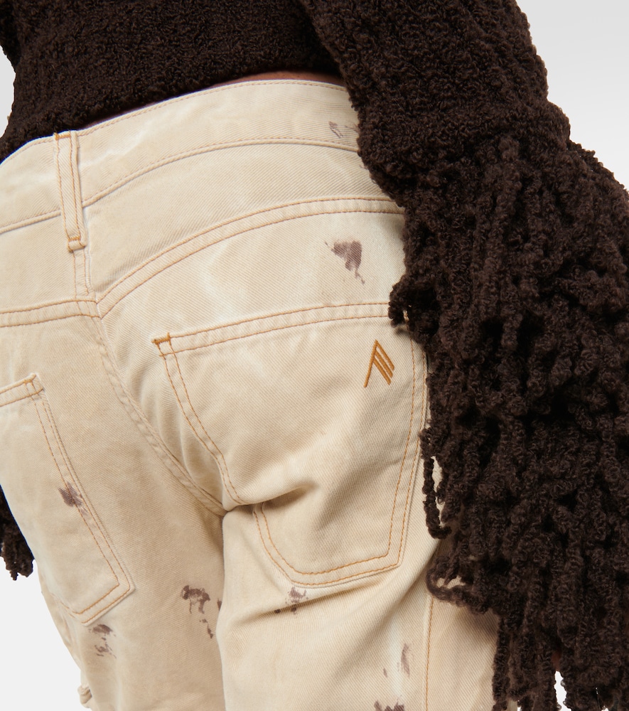 Low-rise denim cargo pants