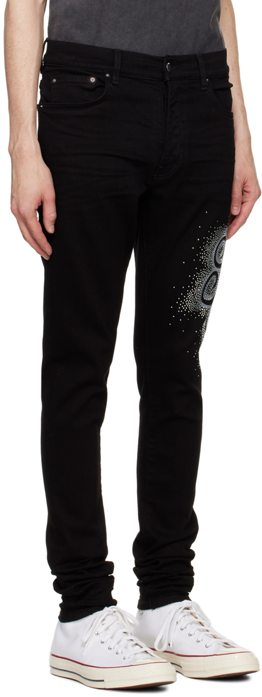 AMIRI Black MA Swirl Crystal Skinny Jeans