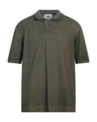 Alpha Studio Man Sweater Military green Size 46 Cotton