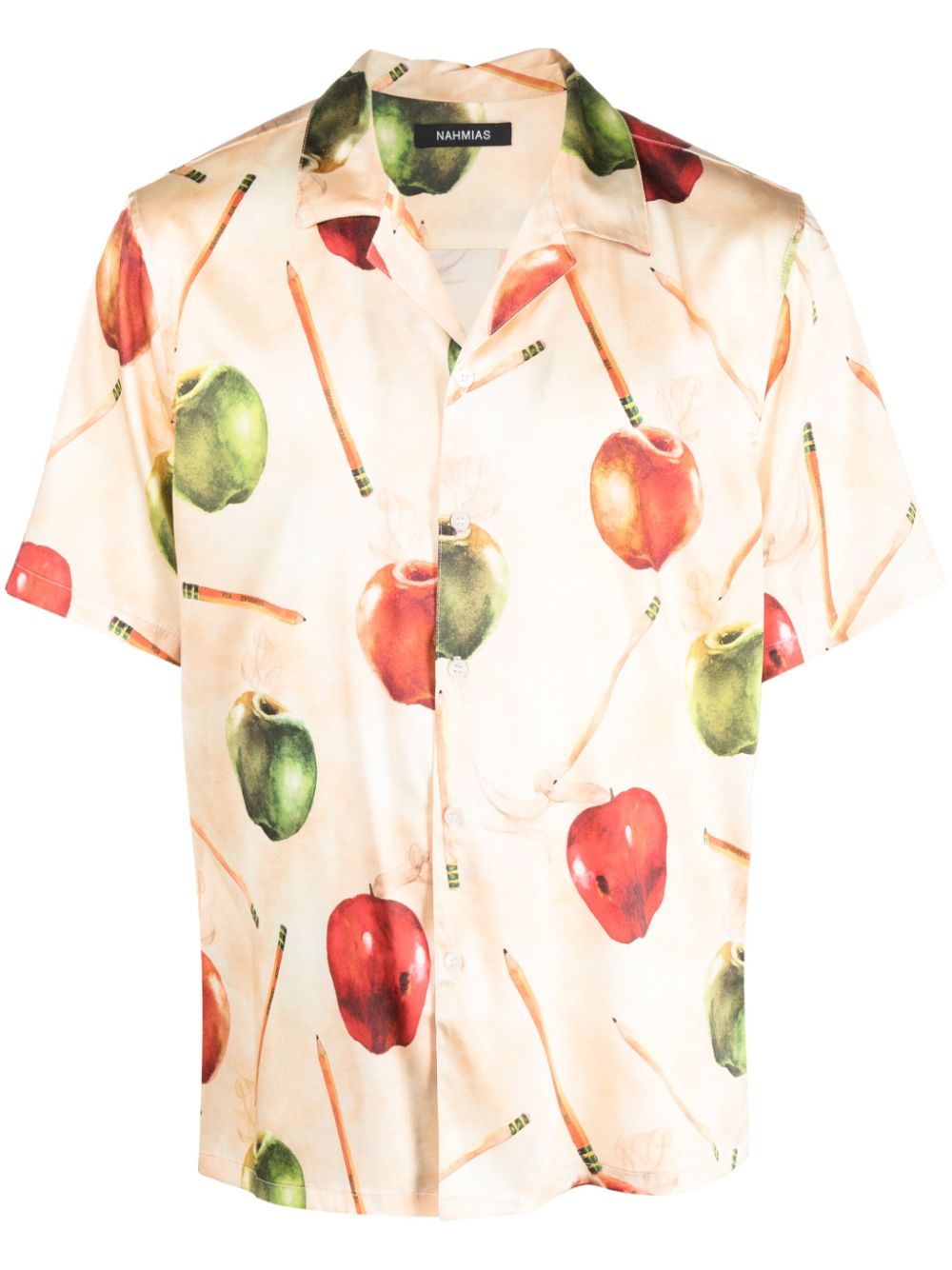 Apple-motif silk shirt - Neutrals