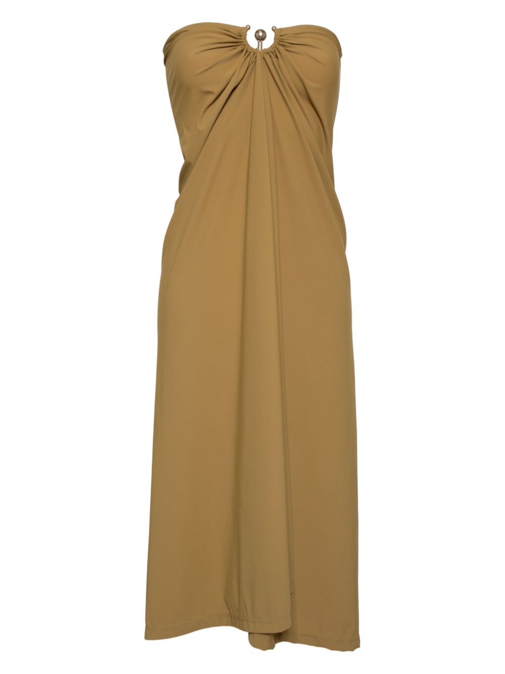 Ruched Orbit Split Skirt - Brown