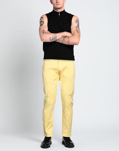 Man Pants Yellow Size 30 Cotton, Elastane