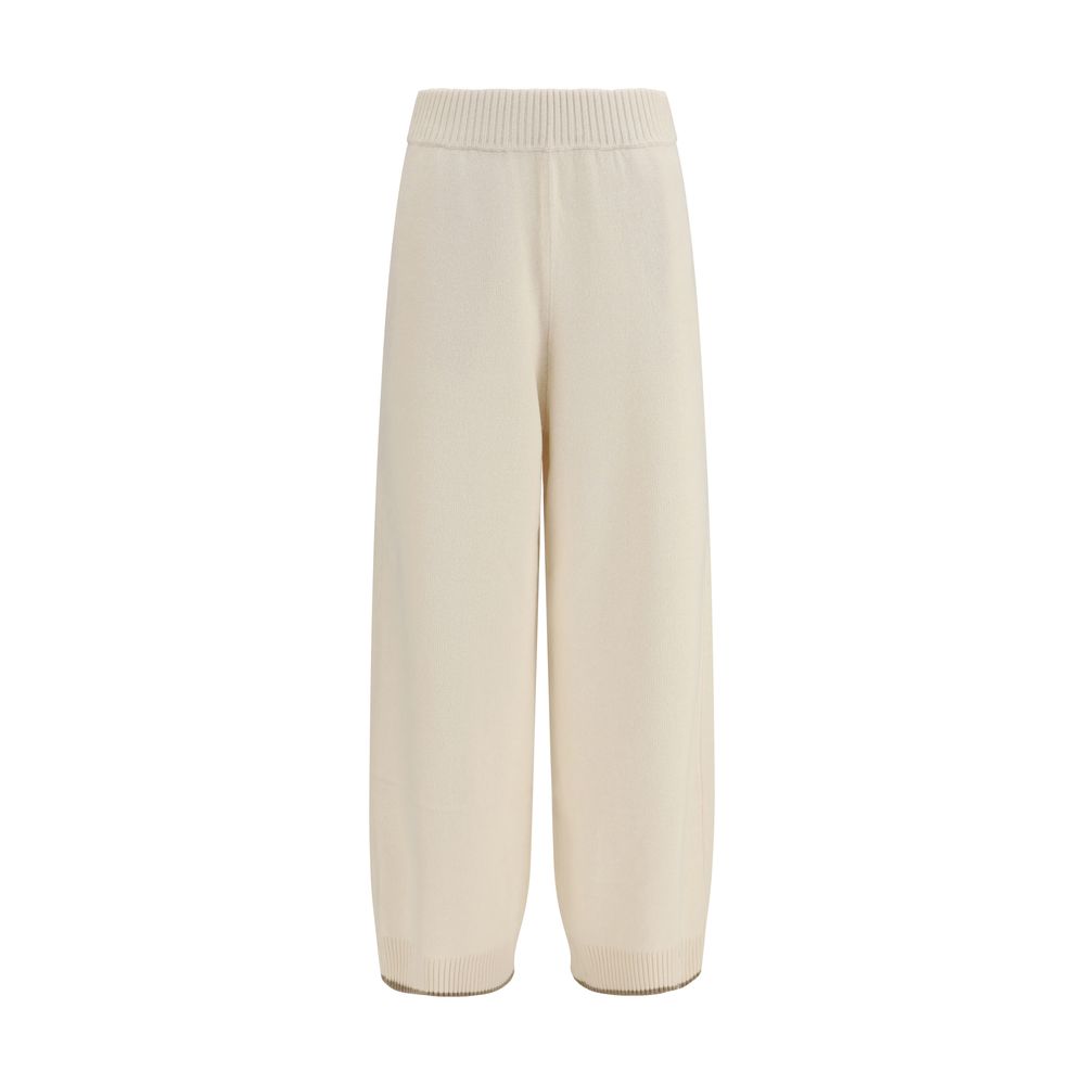 Cashmere Ribbed Joggers — White