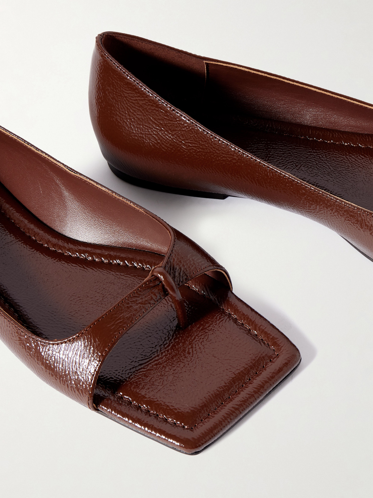 90s Crinkled Patent-leather Pumps - Burgundy