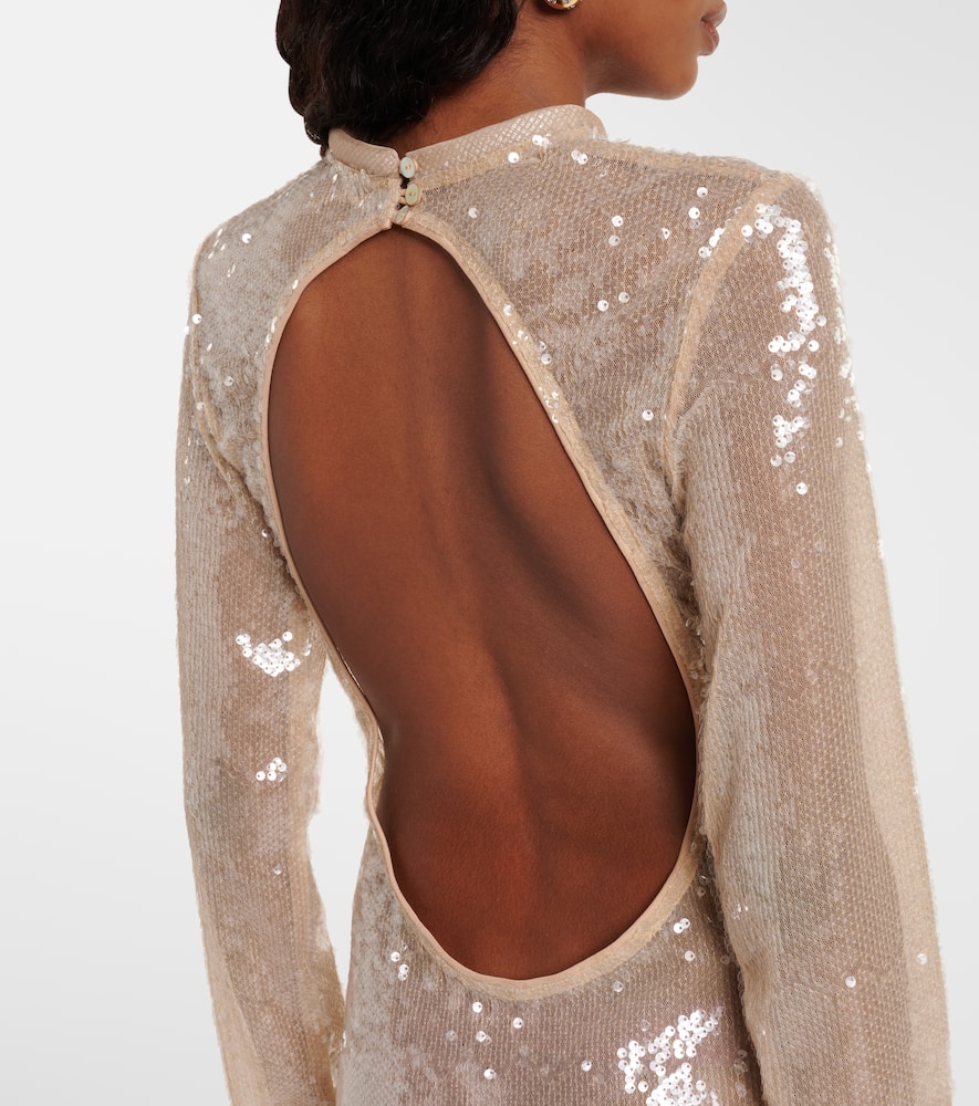 Sequined sheer maxi dress