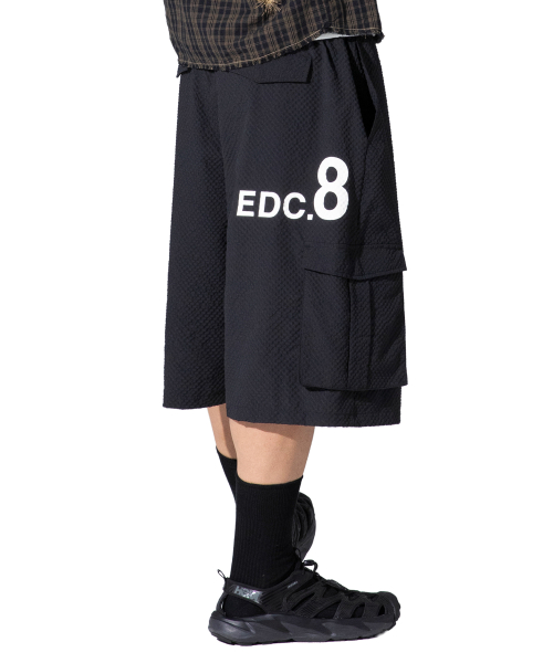XP333 Check Wrinkle Cargo Bermuda Pants