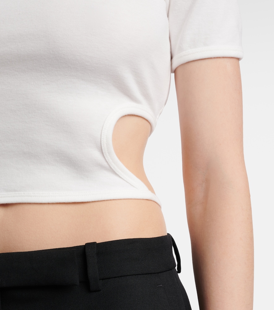 Courrèges Logo cutout tie-back cotton crop top