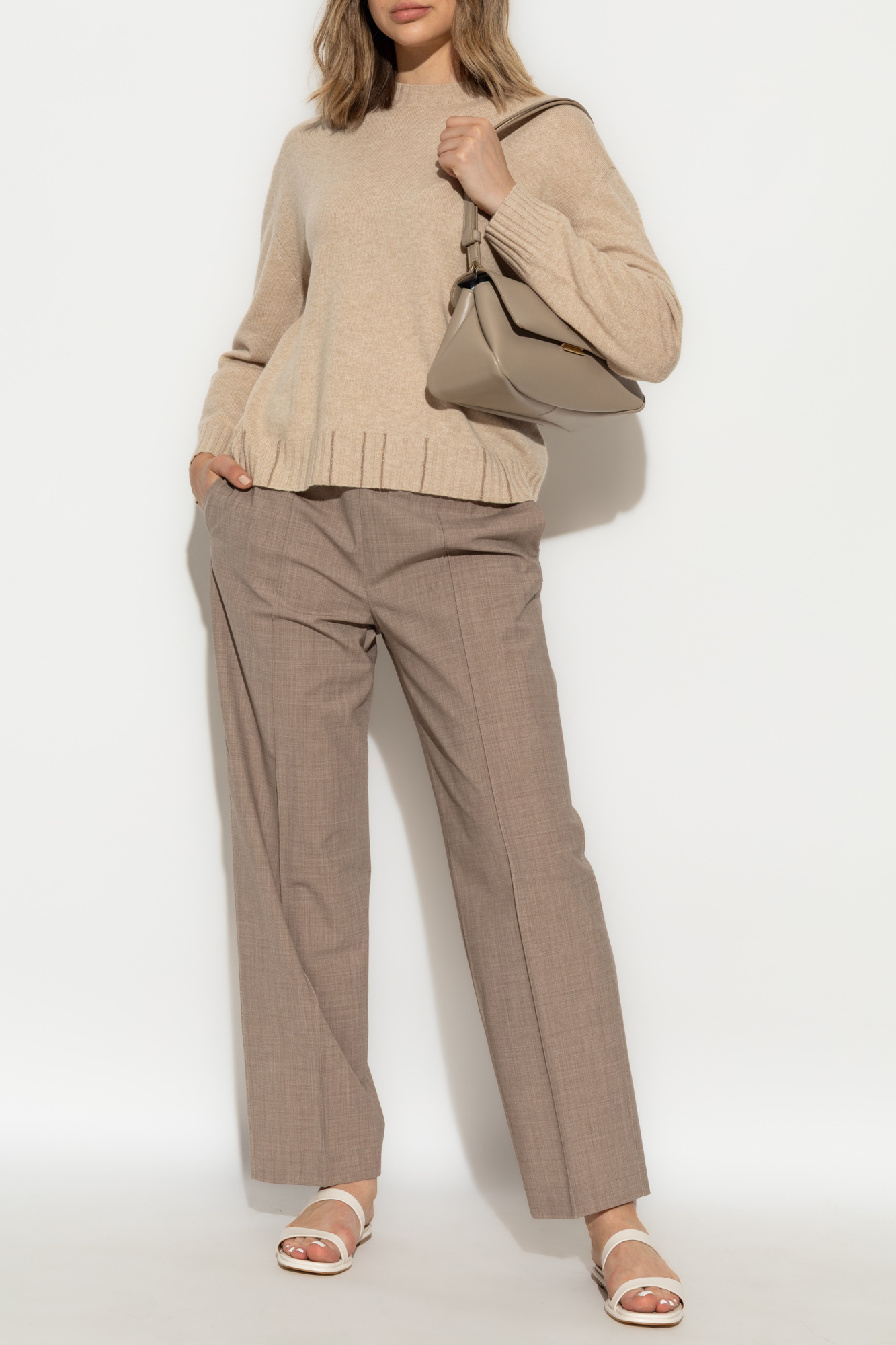 Fabiana Filippi Creased Trousers, Women's, Beige