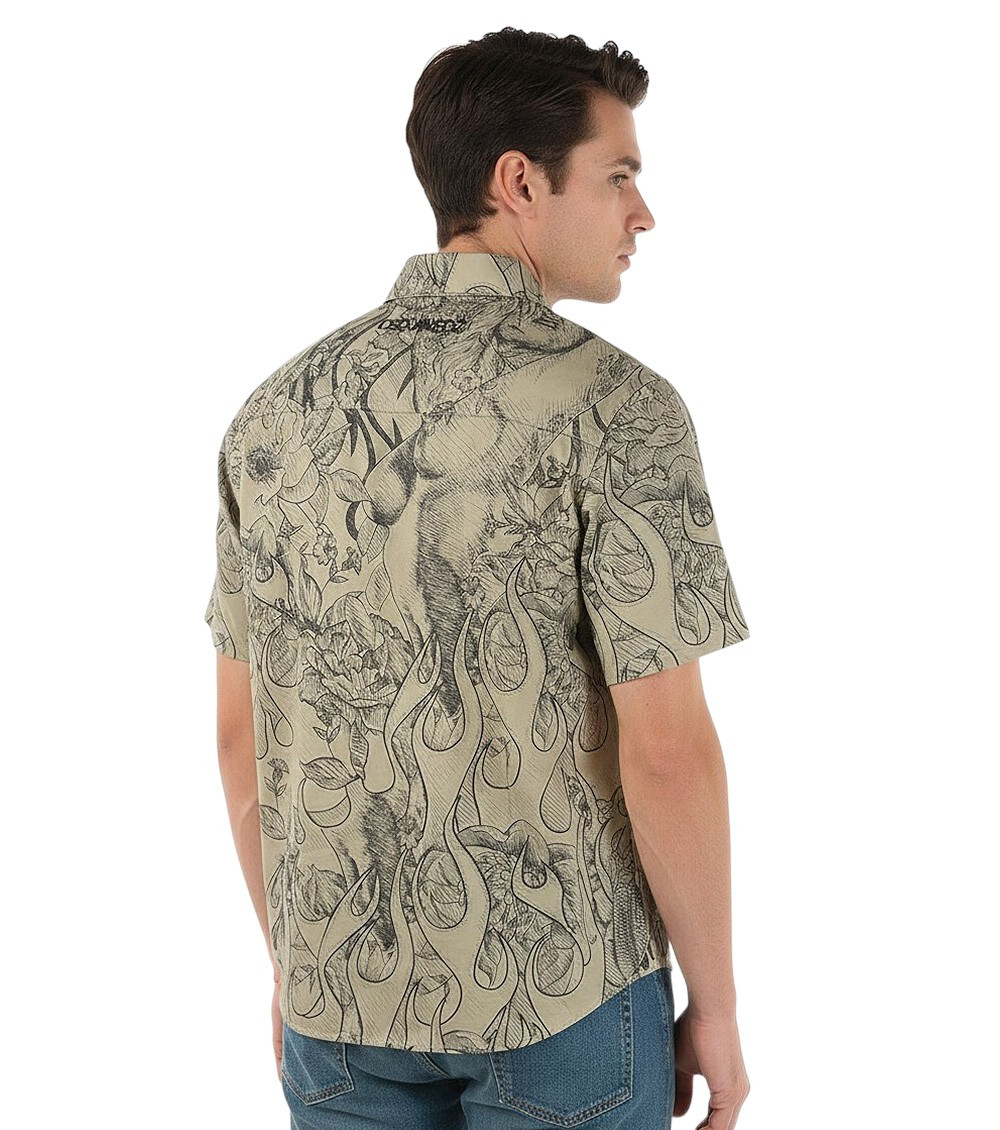Grey Regular Printed Shirt