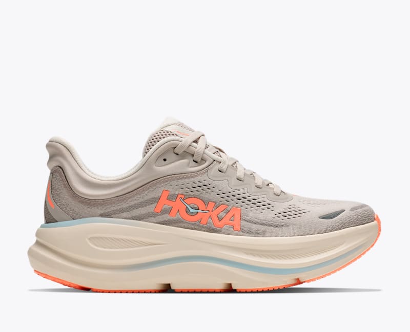 HOKA Women's Bondi 9 Shoes in River Rock Grey/Mineral Ore