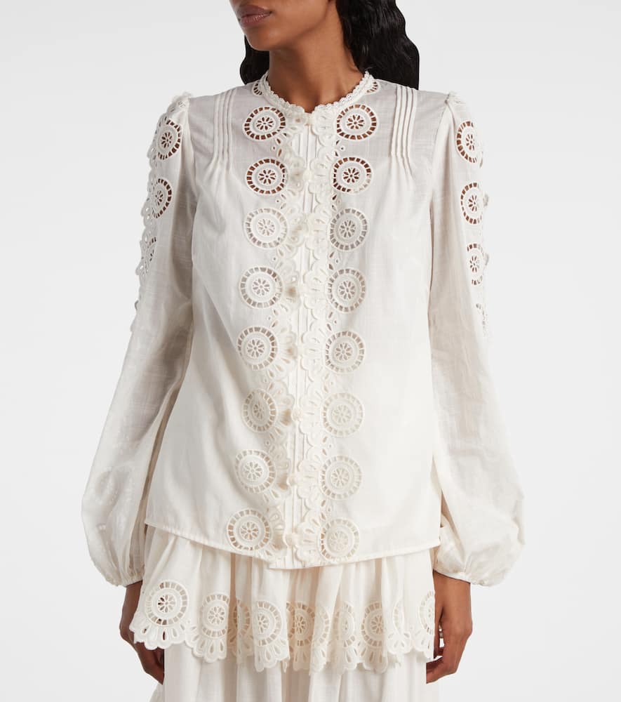 Lucky embroidered cotton blouse