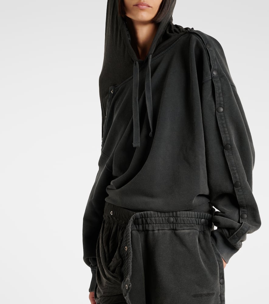 Snap oversized cotton jersey hoodie