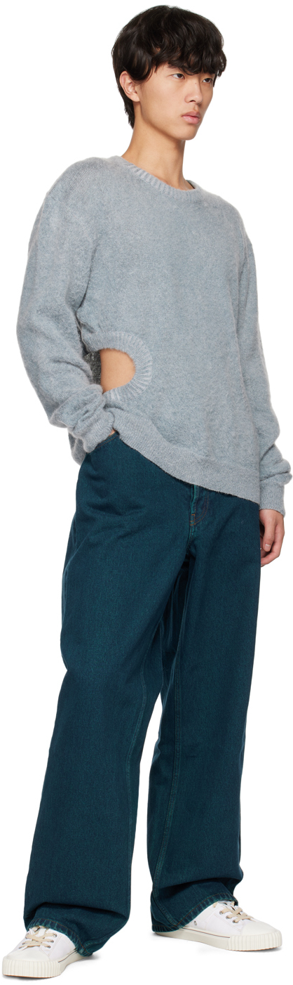 Khanh brice nguyen SSENSE Exclusive Gray Cutout Sweater