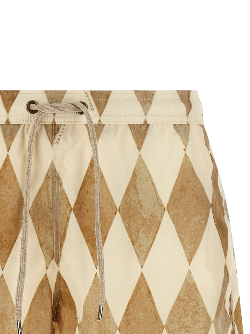Ballantyne - swimsuit shorts diamond pattern elastic waistband