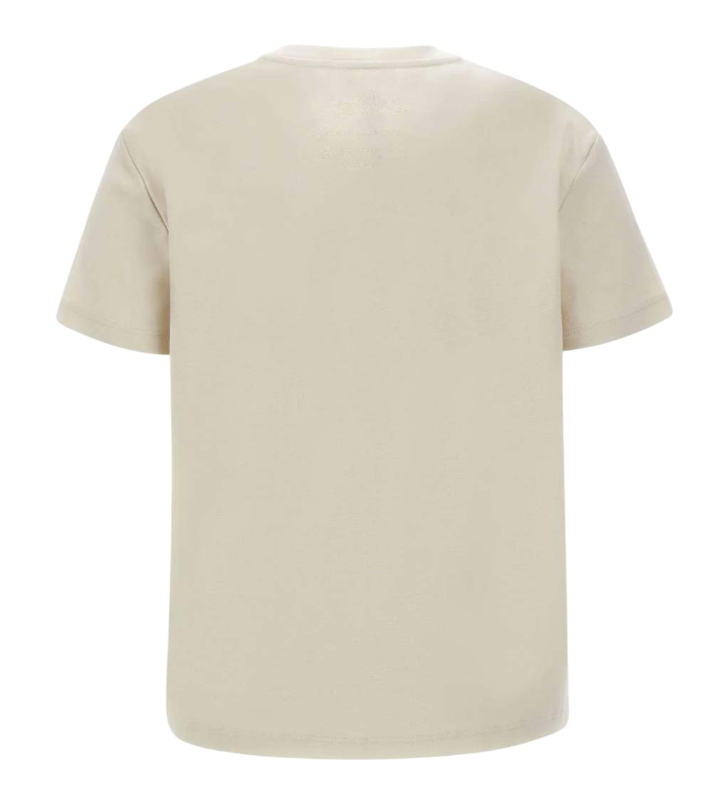 Beige Solid Crew Neck T-Shirt