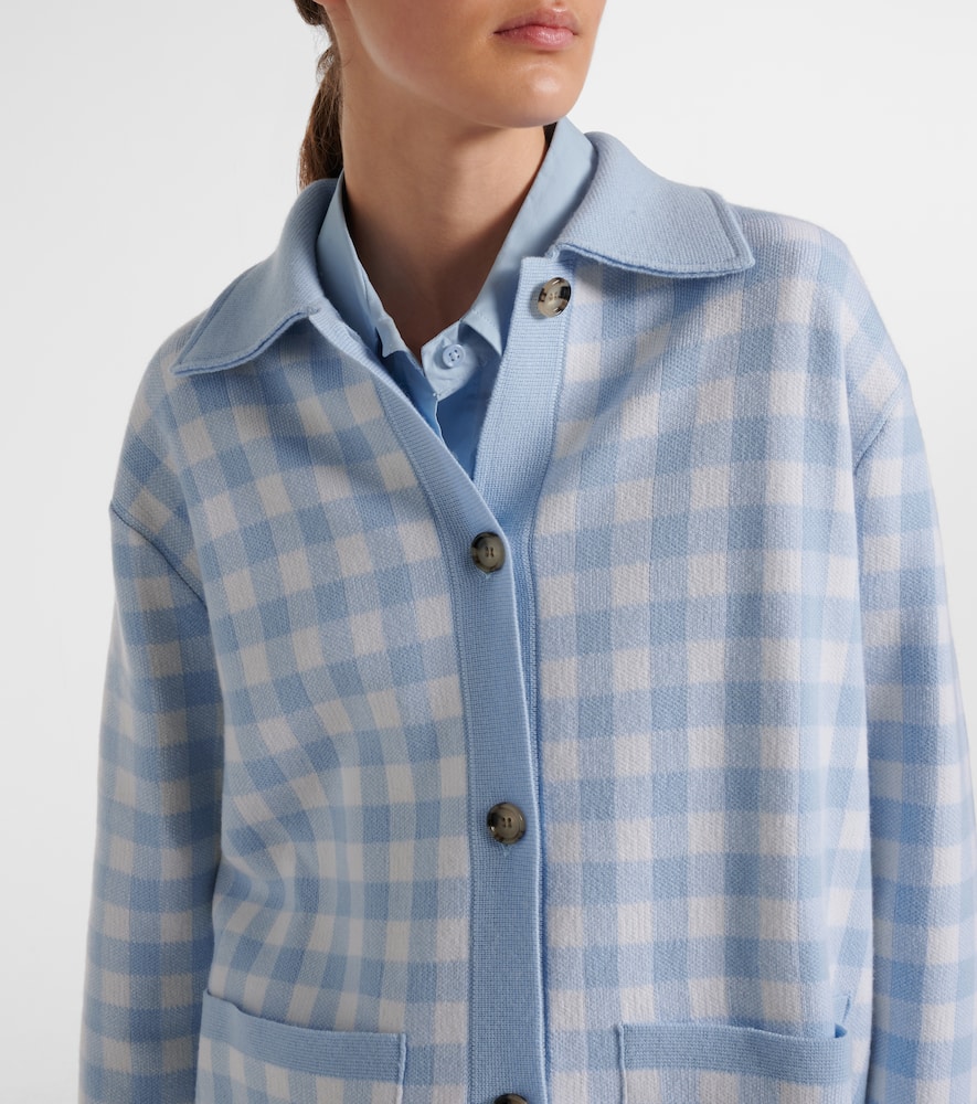Gingham wool and cashmere cardigan