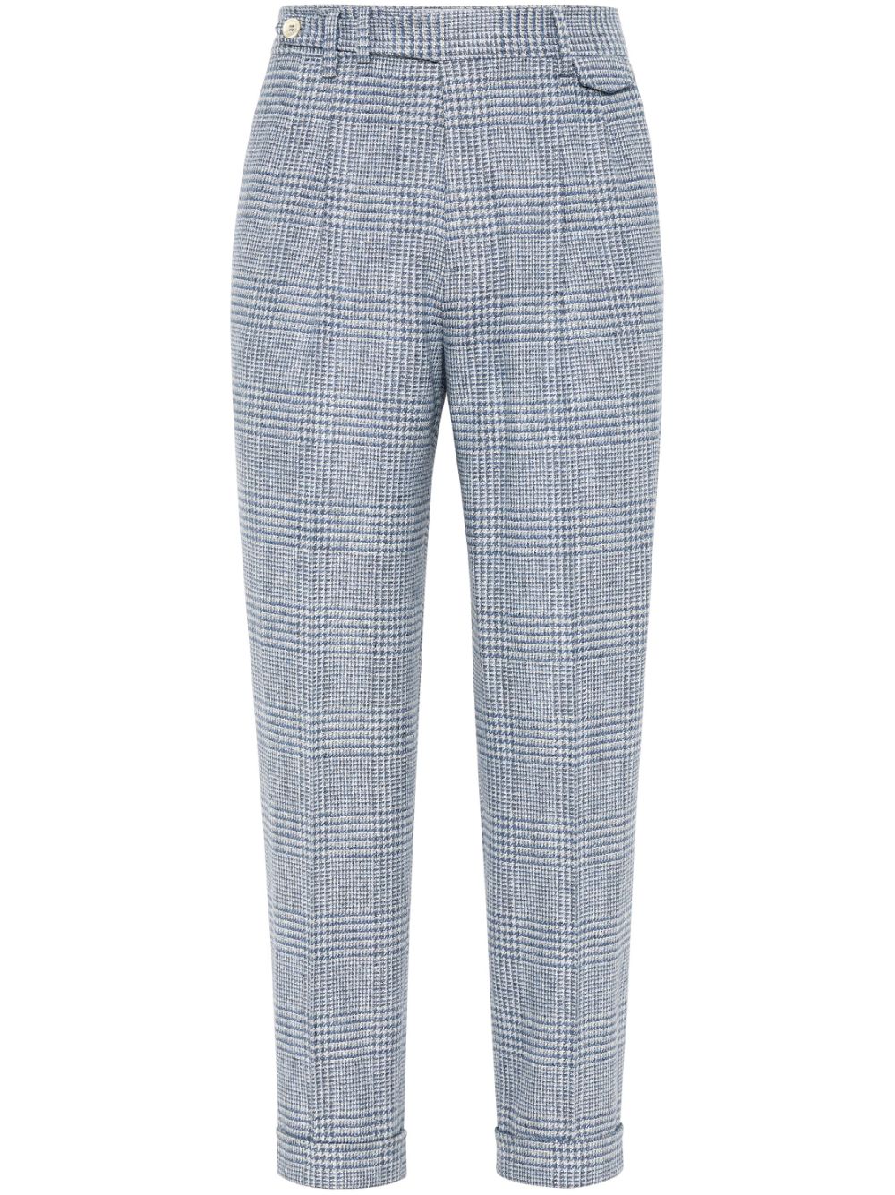 Check-print tailored trousers - Blue