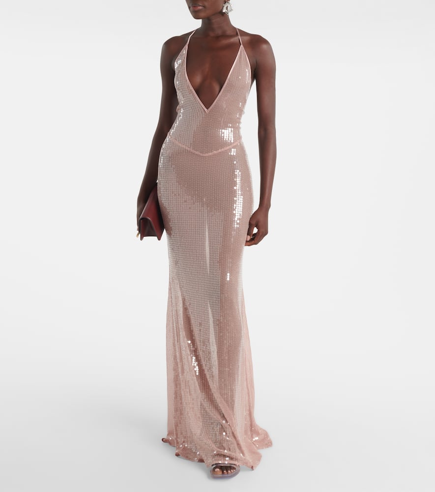 Claudie sequined sheer gown