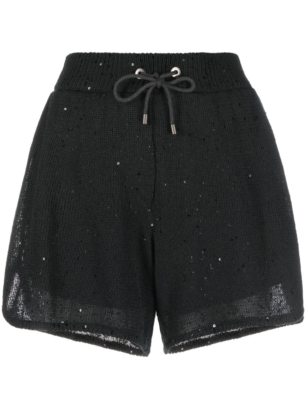 Sequin-embellished knitted shorts - CJ677 GREY