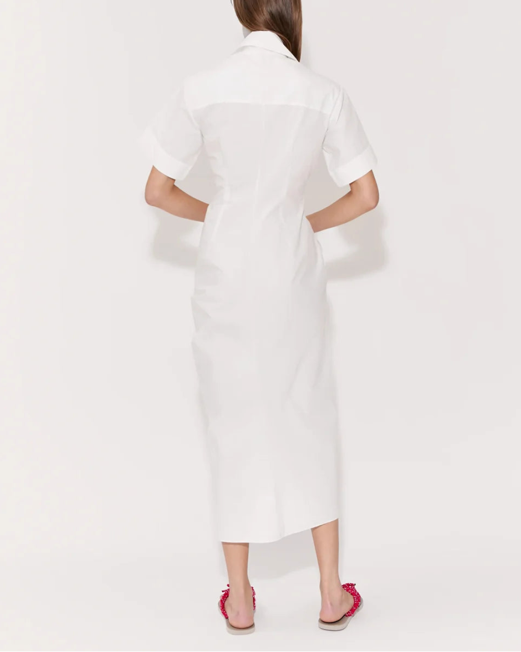 Gathered Ruffle Shirt Dress