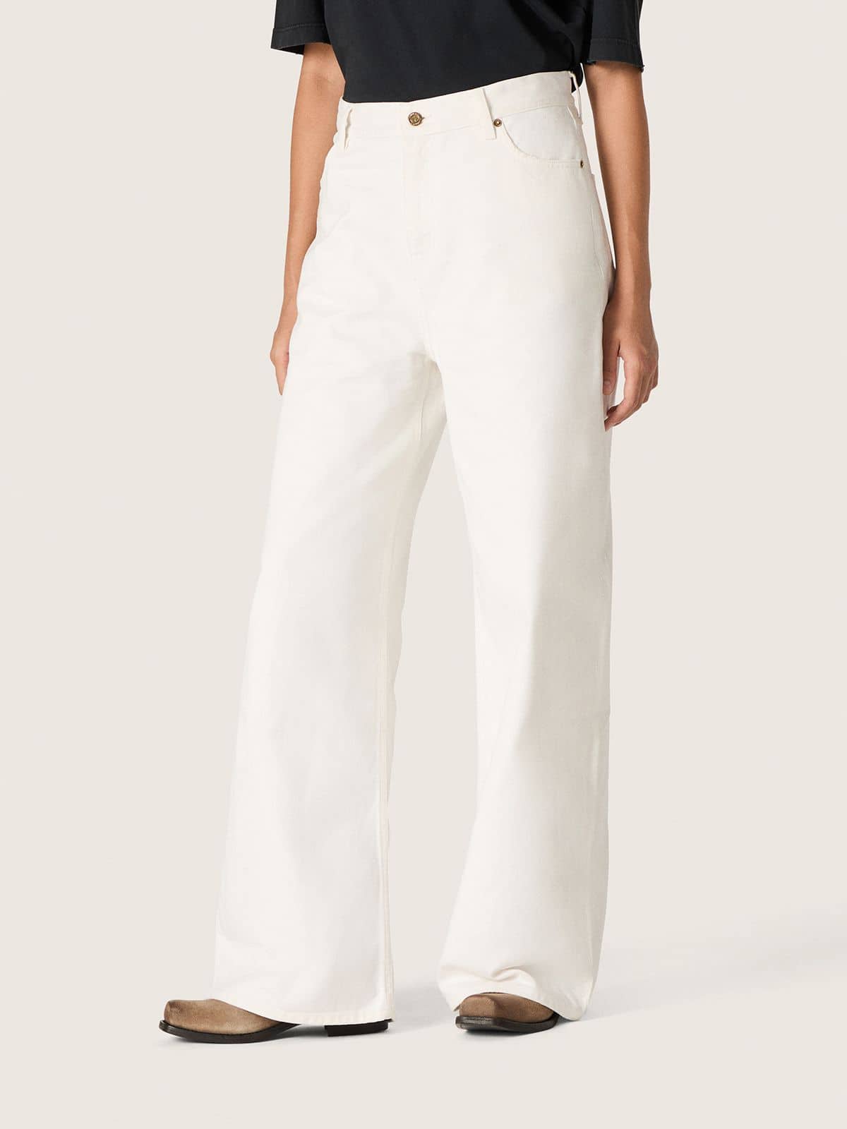 Golden Goose - Golden Women’s Boyfriend Jeans In Optical White Bull Denim, Woman