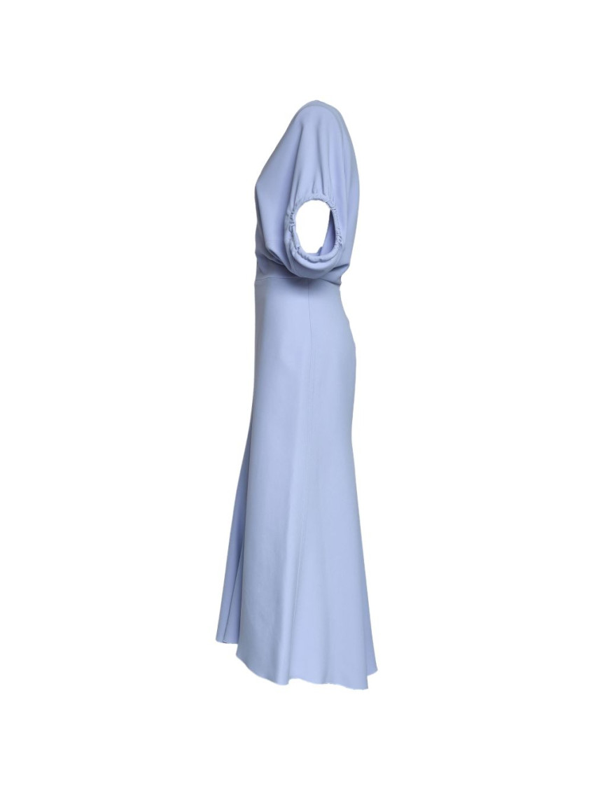 Light Blue V-Neck Midi Dress