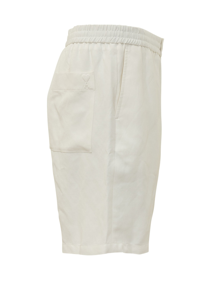 Off White Solid Shorts