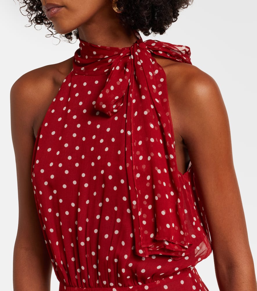 Abi polka-dot chiffon midi dress