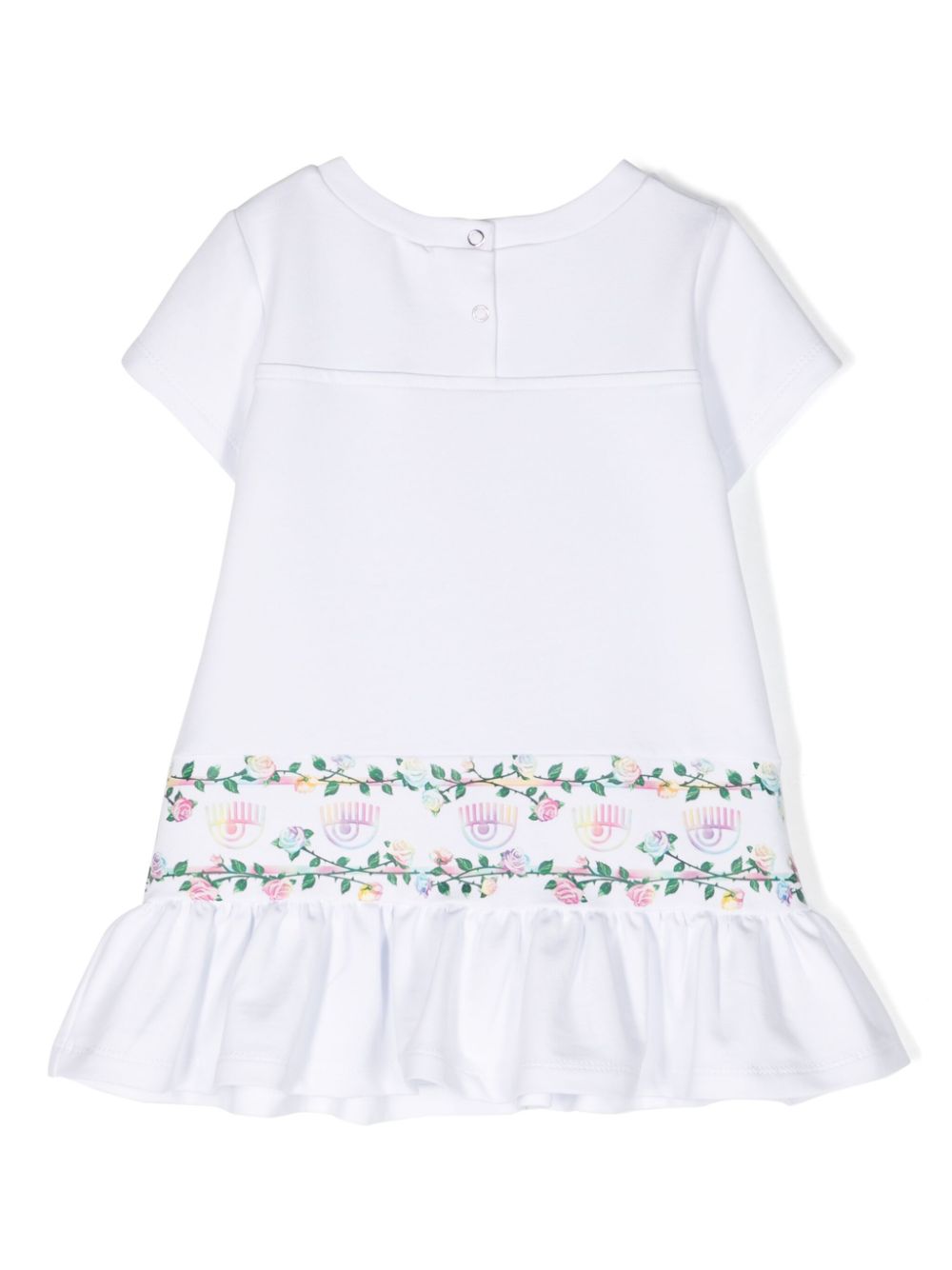 Floral-print flared dress - White