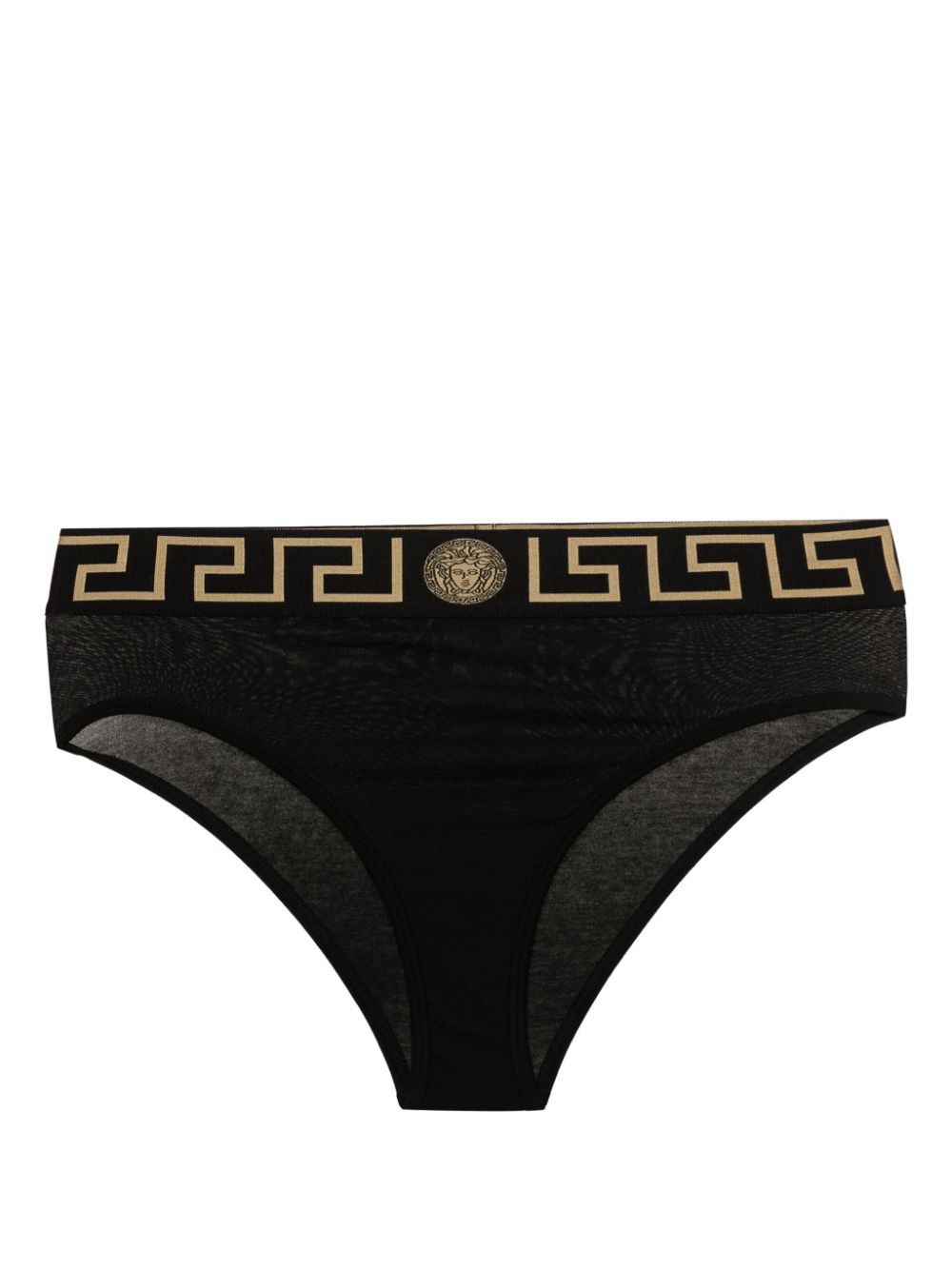 Greca-detail jersey thong - Black