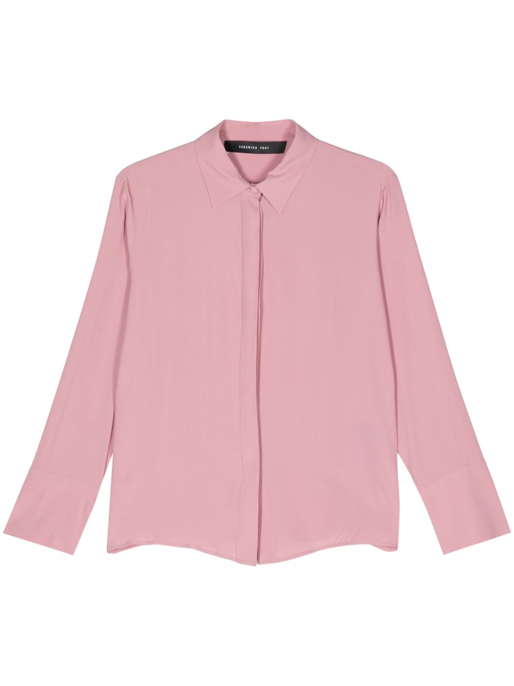 Classic-collar crepe shirt - Pink