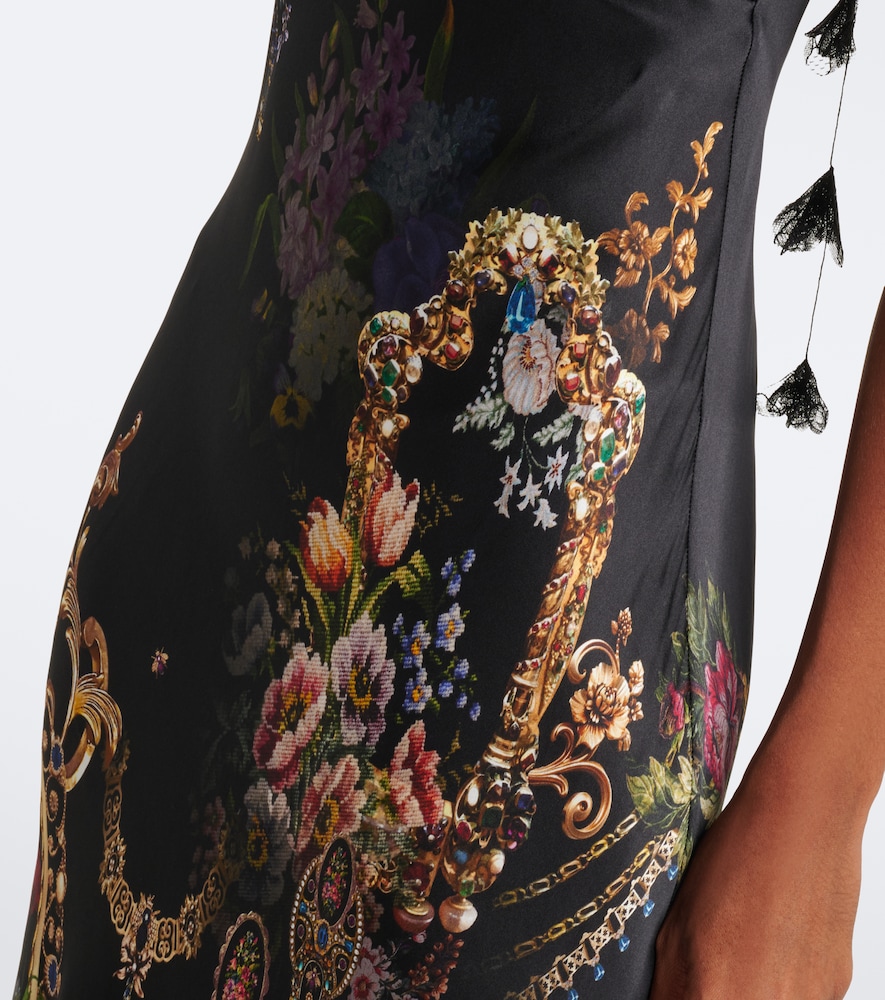 Floral silk satin slip dress